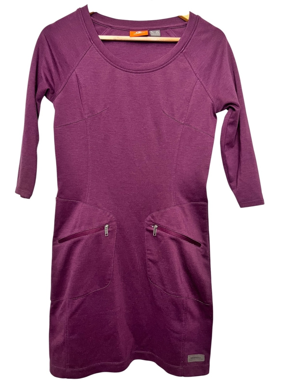 Merrell Ostrova Dress Maroon Burgundy Pocket Knit 3/4 Sleeve Outdoor Athleisure